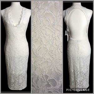 Alloy Apparel ivory embroidered lace wedding/evening dress made in the USA